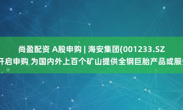 尚盈配资 A股申购 | 海安集团(001233.SZ)开启申购 为国内外上百个矿山提供全钢巨胎产品或服务